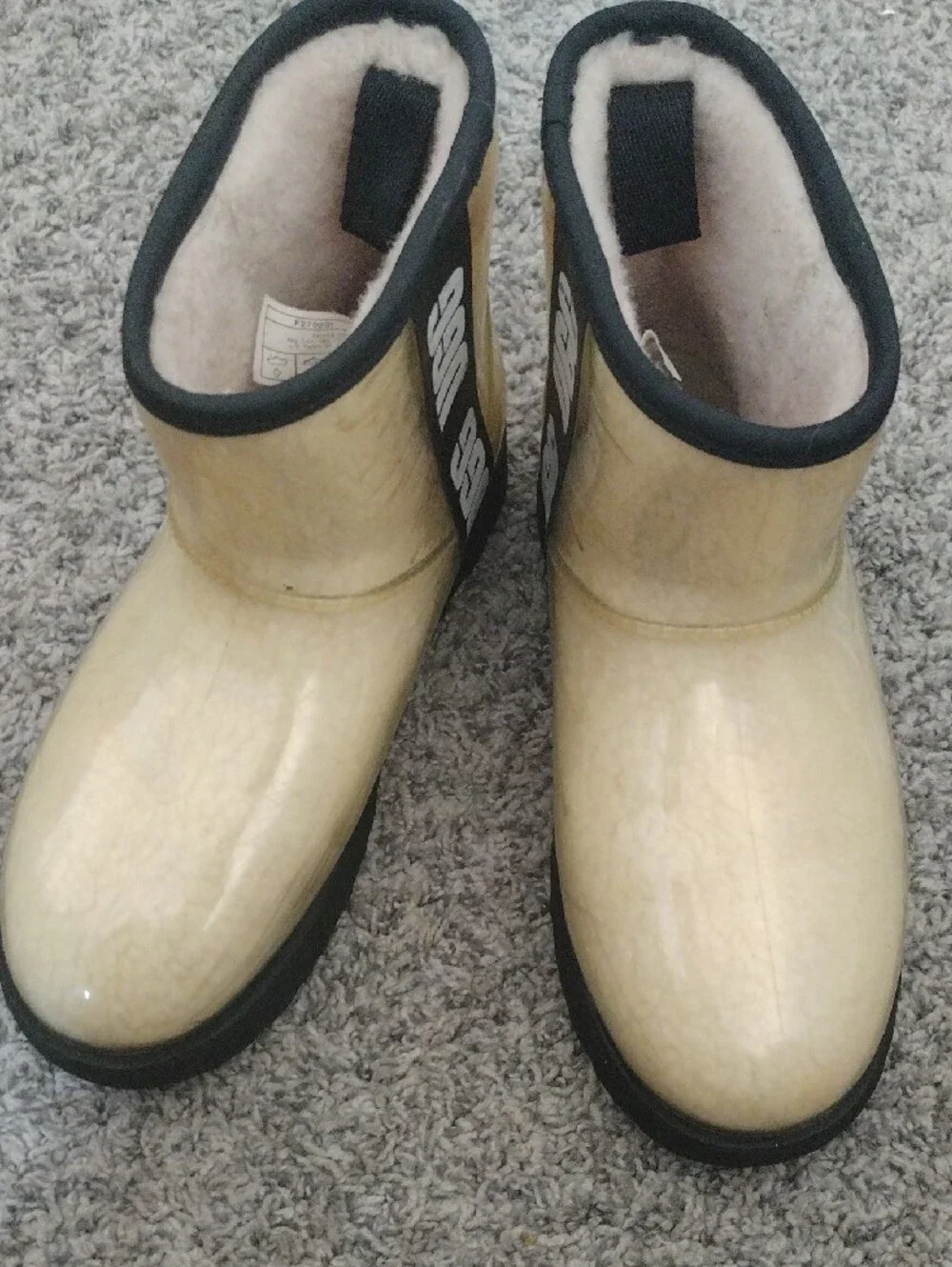 UGG Women's Short Waterproof Rain Boots in Chestnut and Black Trim